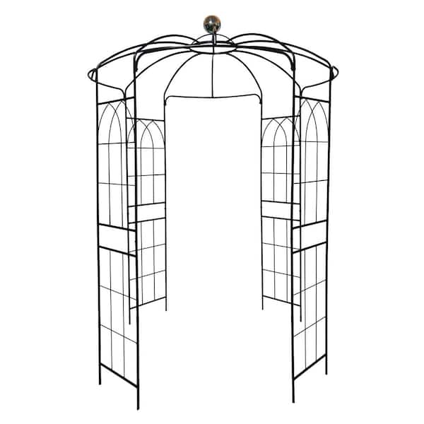 Hot Seller Black 114.2 in. Iron Birdcage Arch Trellis, Garden Garden Arbors Gazebo for Wedding Ceremony
