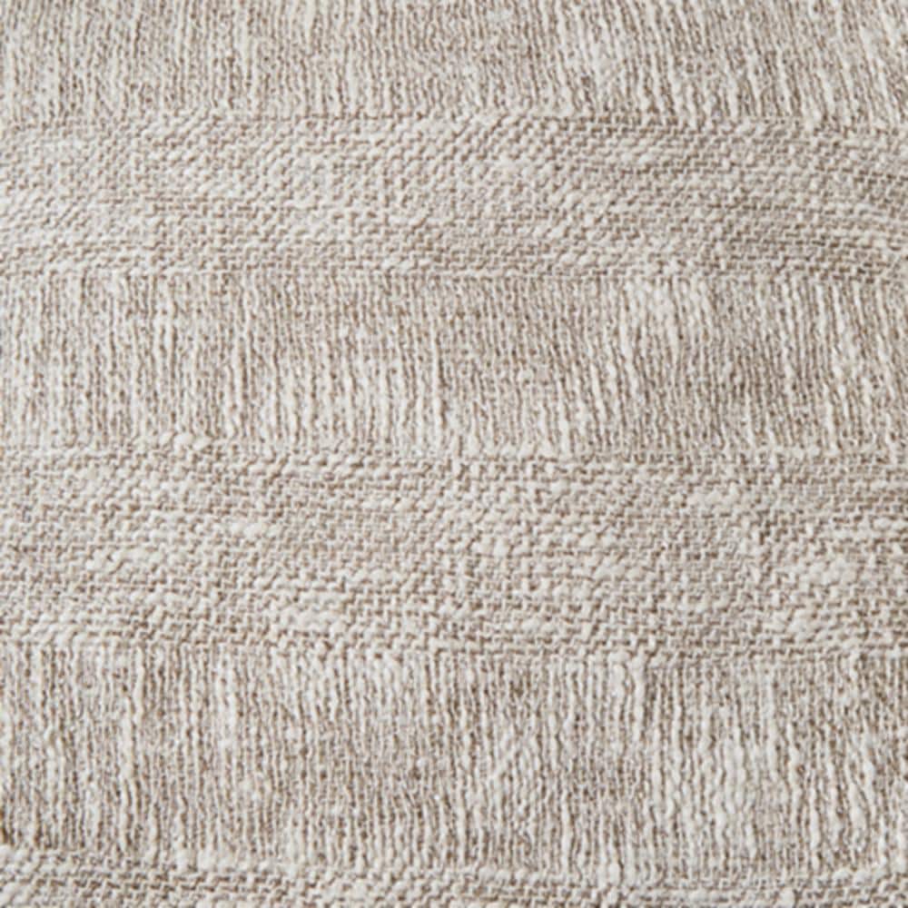 White and Light Brown Striped Woven 20" Throw Pillow