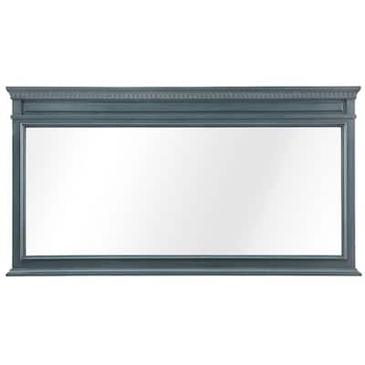 60 in. W x 32 in. H Framed Rectangular Bathroom Vanity Mirror in Distressed Blue Fog