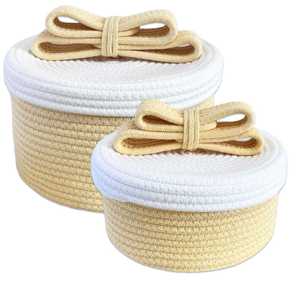 yellow 10 in. x 6.5 in. Cotton Decorative Basket With lid ，Cute storage box，Gifts or home decor items，Set of 3 price history on PriceWatchPro