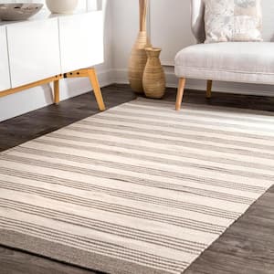 Rivka Stripes Beige 8 ft. x 10 ft. Area Rug