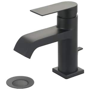 i4 Single Hole Single-Handle Bathroom Faucet with Brass Drain in Matte Black