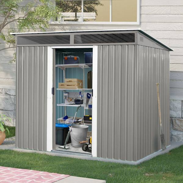 VAMOP 8 ft. W x 6 ft. D Metal Storage Shed with Lockable Sliding