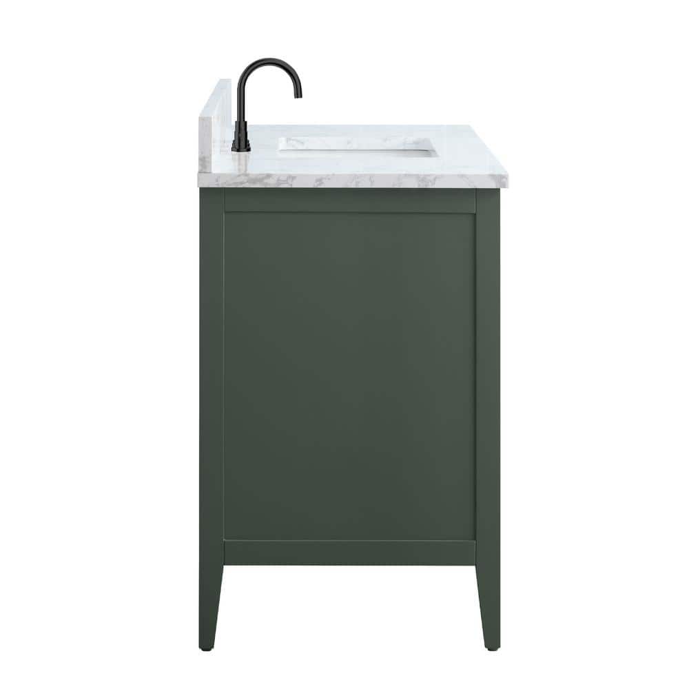 60'' Vintage Green MDF Single Sink Bathroom Vanity with White Marble Top
