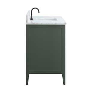 60 in. W x 22 in. D x 34 in. H Single Sink Bathroom Vanity Cabinet in Vintage Green with Engineered Marble Top in White