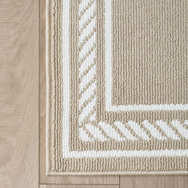 Rope Border Beige/White 2 ft. x 5 ft. Border 2-Piece Rug Set