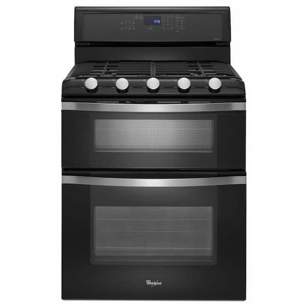 Whirlpool 6.0 cu. ft. Double Oven Gas Range with Self-Cleaning Convection Oven in Black Ice