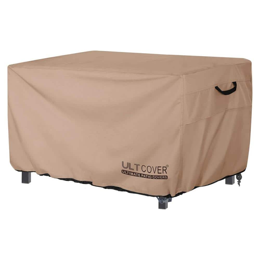 Rectangular Brown Polyester Gas Fire Pit Table Cover 48x28 in.