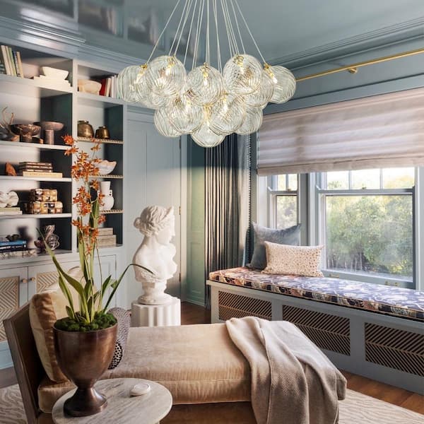 Rennnsan Lillian 19-Light Gold Modern Glass Globe Bubble