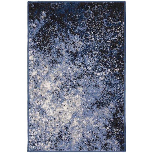 Nourison Passion Light Blue doormat 2 ft. x 3 ft. Abstract Contemporary Kitchen Area Rug
