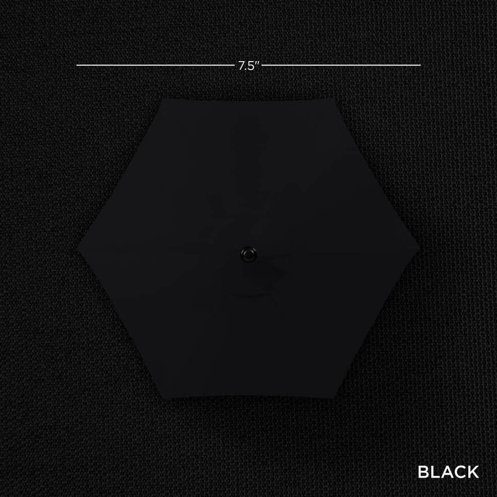 7.5ft Black Powder-Coated Steel Outdoor Patio Umbrella with Crank Lift