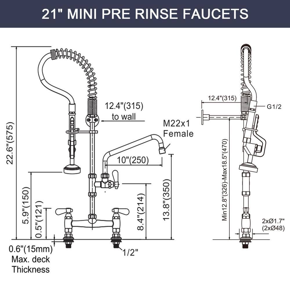 Polished Chrome Triple Handle Pull Down Kitchen Faucet
