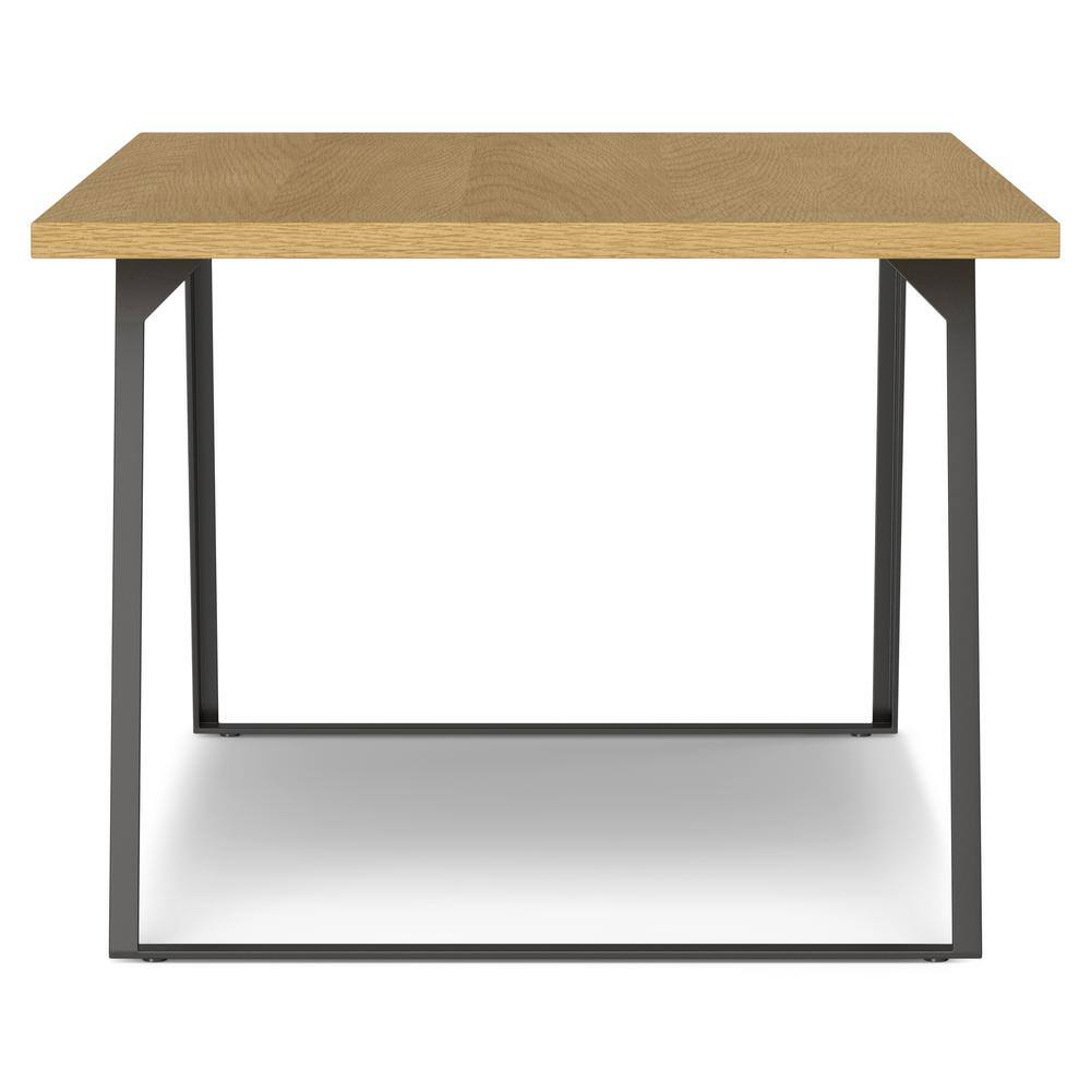 Lowry Industrial Oak Veneer Wood Dining Table with Black Metal Legs