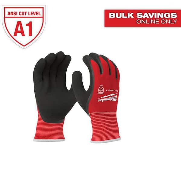 Large Red Latex Level 1 Cut Resistant Insulated Winter Dipped Work Gloves