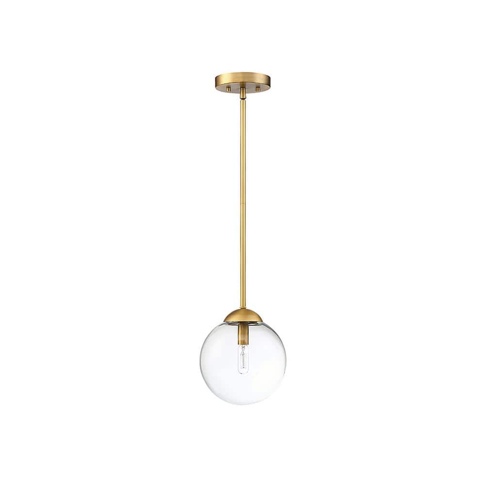 Matte Black and Brass Mini Globe Island Pendant with LED
