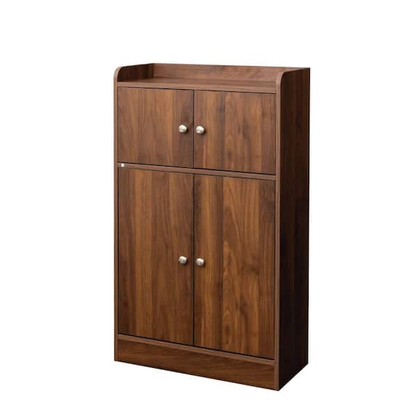 Unbranded 23.6 in. W x 10.6 in. D x 39.3 in. H in Brown Wood Ready to Assemble Floor Kitchen Cabinet with Door Cupboard Sideboard