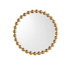 Gold 27.00 in. W x 27.00 in. H Modern Round Iron Framed Wall Mirror