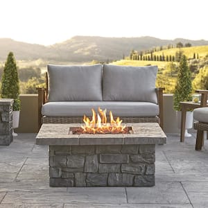 Sedona 38 in. x 15 in. Square MGO Propane Fire Pit in Gray with Natural Gas Conversion Kit
