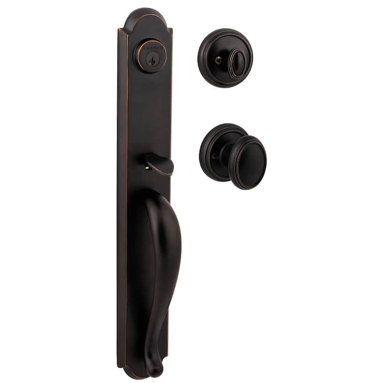 Baldwin Prestige Bighorn Single Cylinder Venetian Bronze Door Handleset with Carnaby Door Knob Featuring SmartKey Security