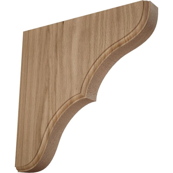 Ekena Millwork 1-3/4 in. x 10 in. x 10 in. Red Oak Stratford Wood Bracket