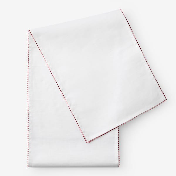 Company Cotton Pom Fringe 16 in. W x 90 in. L Red Seasonal Cotton Table Runner