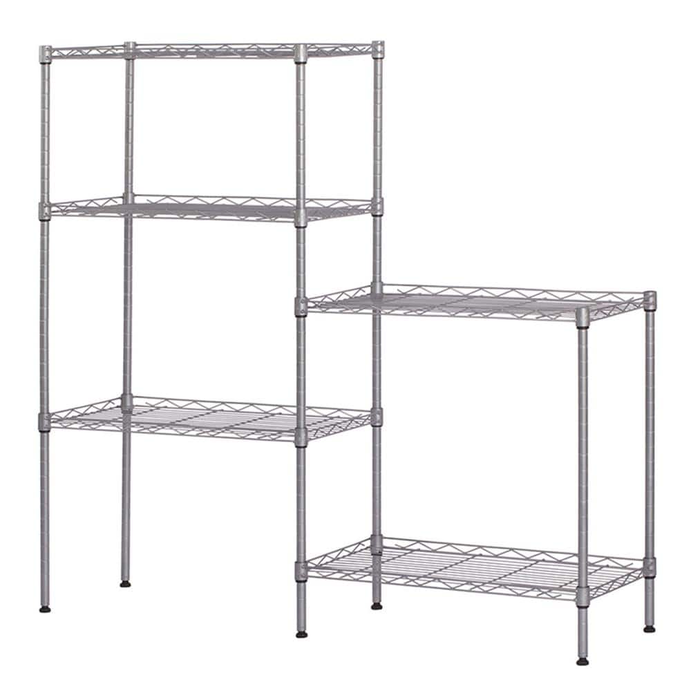 Silver 5-Tier Adjustable Steel Wire Shelving Unit