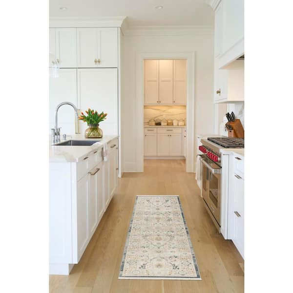 Pardis Light Blue 2 ft. x 6 ft. Center medallion Traditional Runner Area Rug