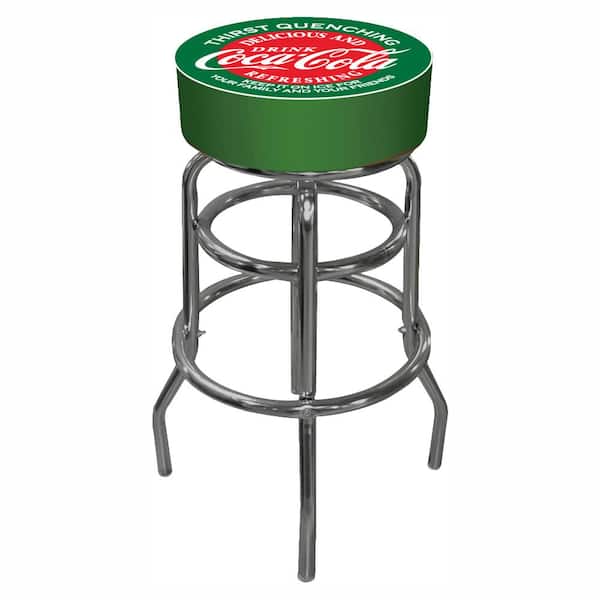 Trademark Red and Green Coca Cola 31 in. Chrome Swivel Cushioned Bar Stool