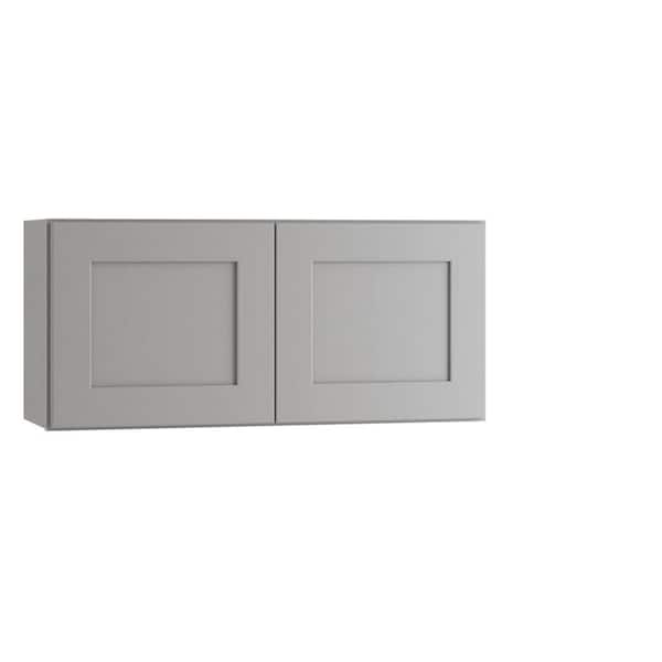 Home Decorators Collection Newport 30 in. W x 12 in. D x 18 in. H Assembled Plywood Wall Bridge Kitchen Cabinet in Pearl Gray with Soft Close