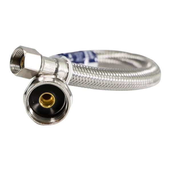 The Plumber's Choice Toilet Connector Water Line 3/8 in. x 7/8 in. Female Compression Brass Nut Toilet Supply Line 12 in.