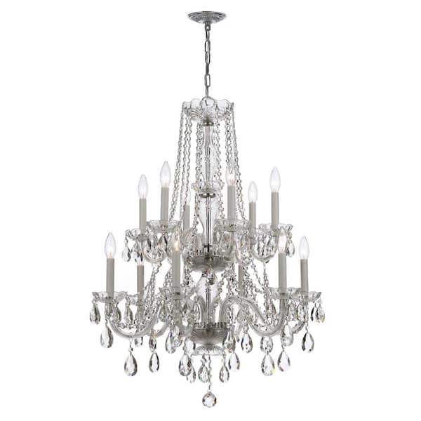 Crystorama Traditional Crystal 12-Light Polished Chrome Crystal Chandelier