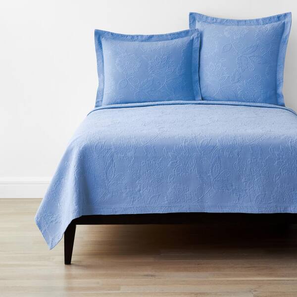 The Company Store Putnam Matelasse Cornflower Blue Cotton Full Coverlet