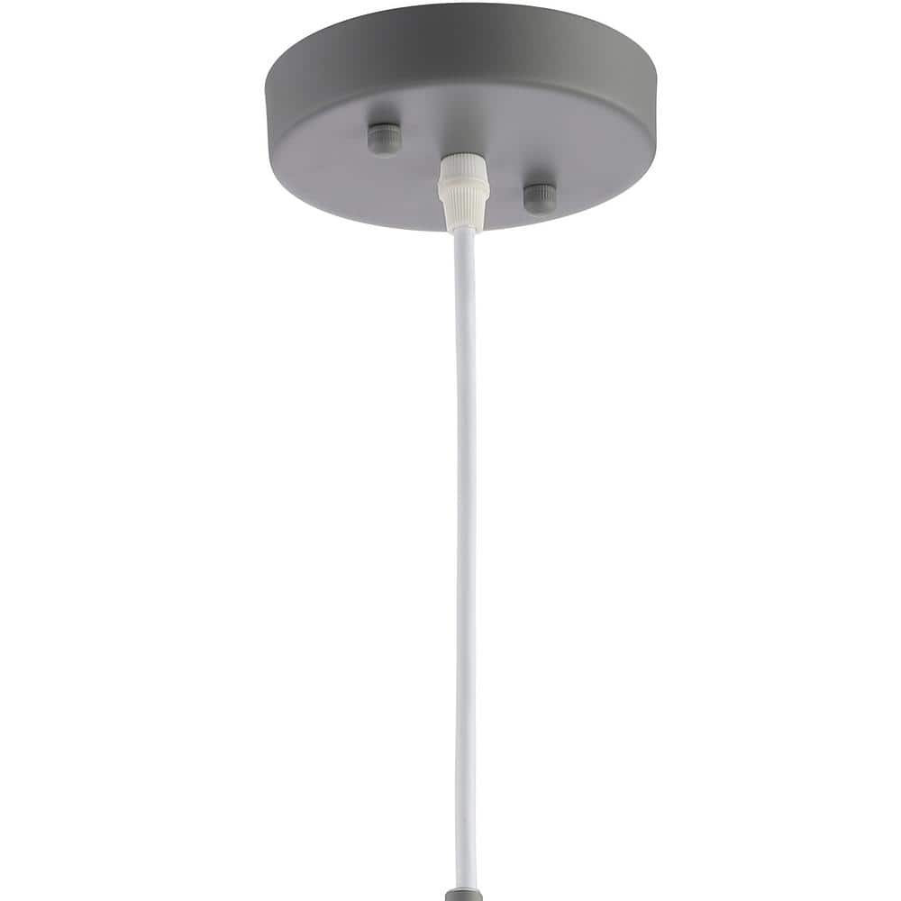Simon 12" Matte Gray Metal & White Glass LED Pendant Light