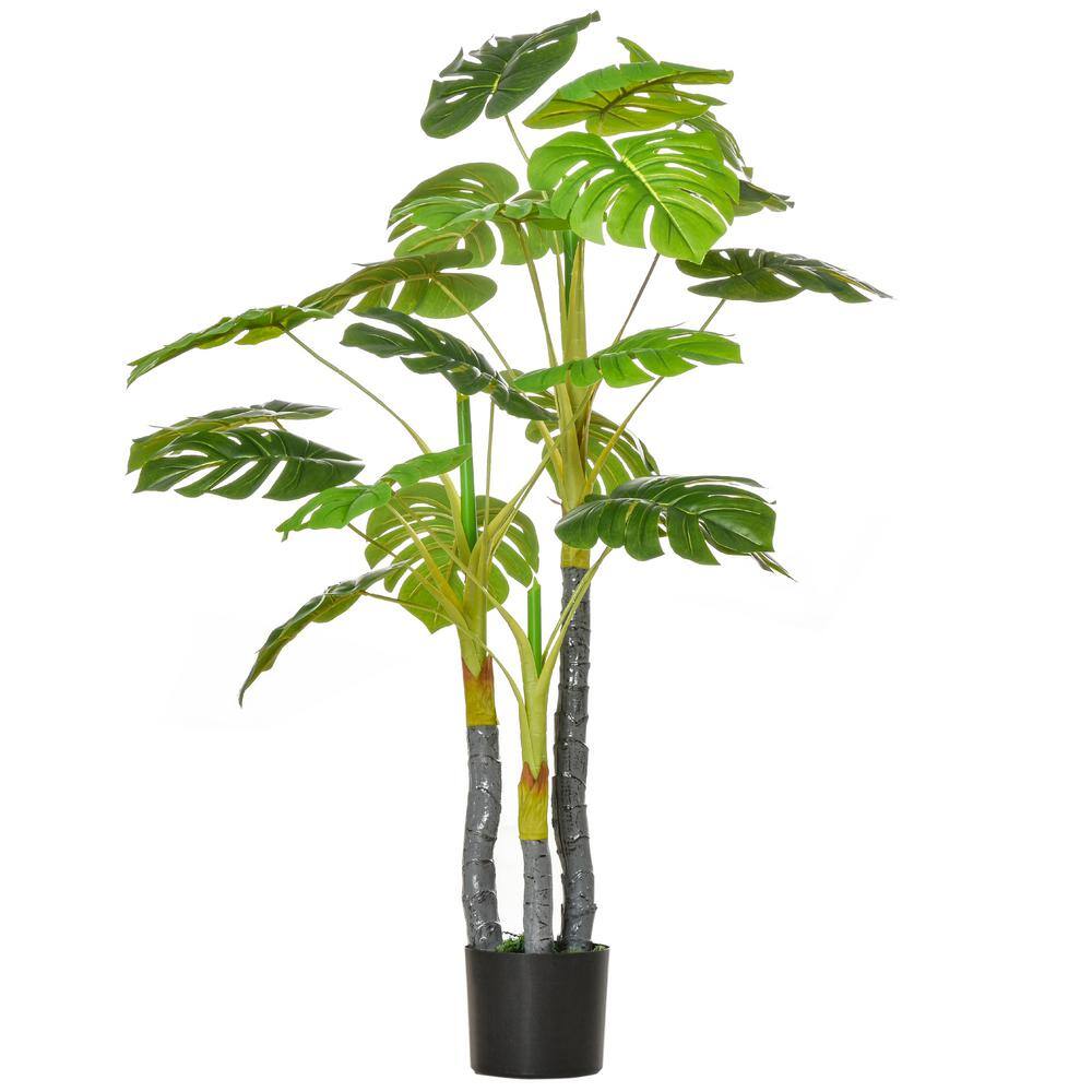 4ft Green Artificial Monstera Tree in Black Pot