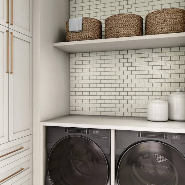 Artezen Nordic Sand 12 in. x 12 in. Glossy Ceramic Brick Joint Mosaic Wall Tile (9.96 sq. ft. /case)