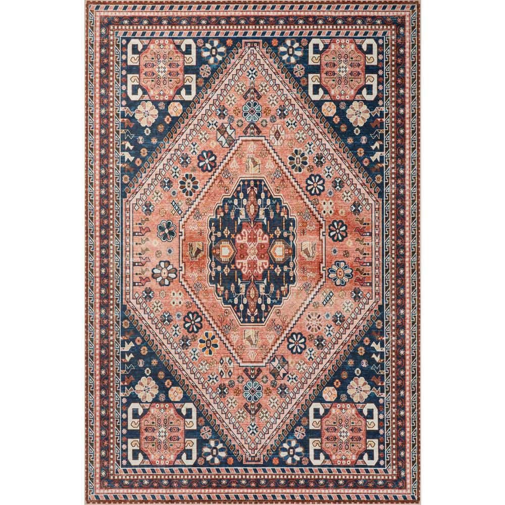 Nevaeh Machine Washable Bohemian Medallion Blue 3 ft. x 8 ft. Indoor Area Rug price history on PriceWatchPro