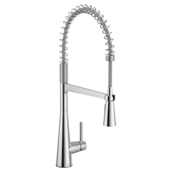 Sleek Chrome 25.63 in. H Pull Down Sprayer Kitchen Faucet with 100° Spout Swivel