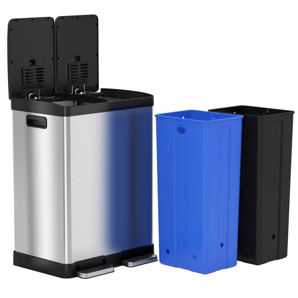 16 Gallon Stainless Steel Dual Step Kitchen Trash Can