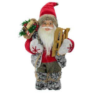 12 in. Standing Santa Christmas Figure Carrying Presents and a Sled