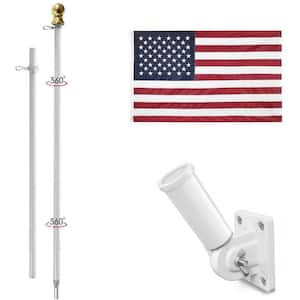 Flag Stars 2 ft. x 3 ft. Nylon American Flag 2-Sided House Flag with 6 ft. Aluminum Flagpole Kit - White