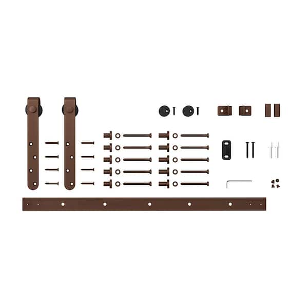 American Pro Decor 6 ft. Oil Rubbed Bronze Solid Steel Mini Sliding Rolling Barn Door Hardware Kit for Single Furniture Wood Doors