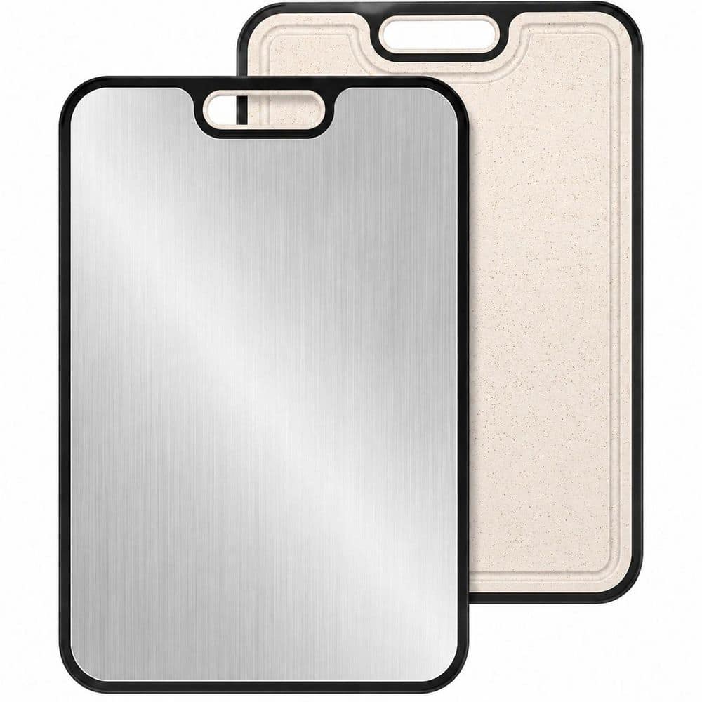 16 in. x 11 in. Double Sided 2-in-1 Rectangular Titanium Cutting Board with Grinding Zone and Juice Grooves
