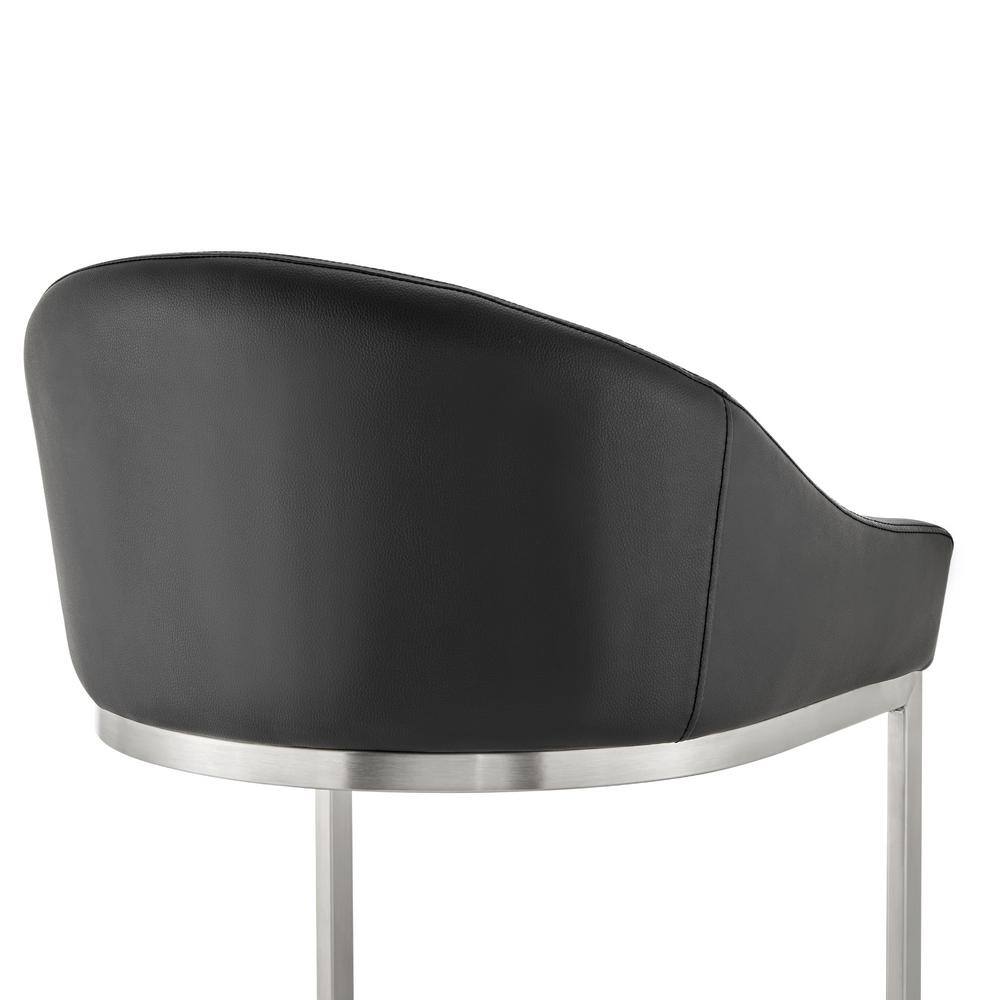 Katherine 30" Black Faux Leather and Chrome Bar Stool