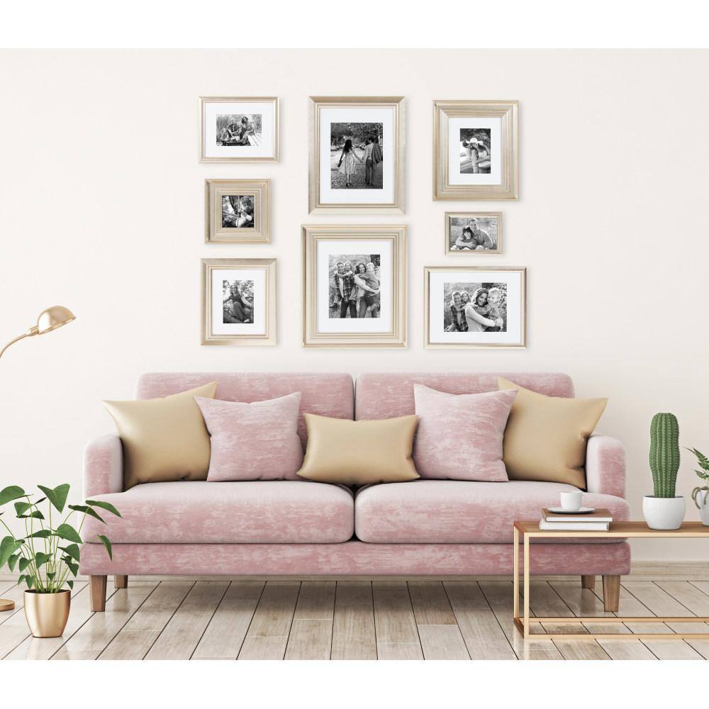 Odessa 8-Piece Champagne Gold Rectangle Wall Frame Set