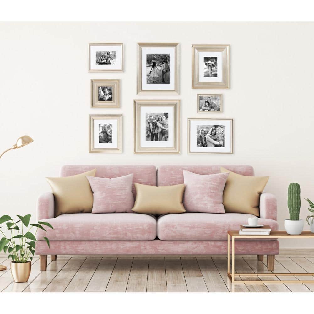 Odessa 8-Piece Champagne Gold Rectangle Wall Frame Set