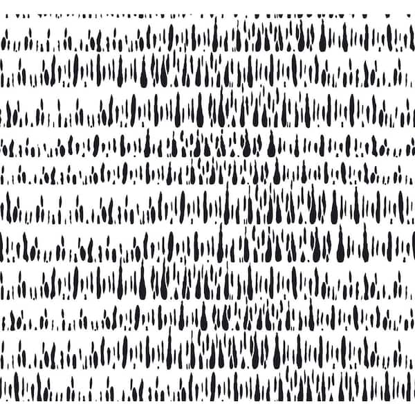 Seabrook Designs 60.75 sq. ft. Black and White Brush Marks Paper Unpasted Wallpaper Roll