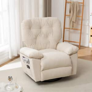 White Adjustable Fabric Single Recliner Sofa Chair with Side Pocket