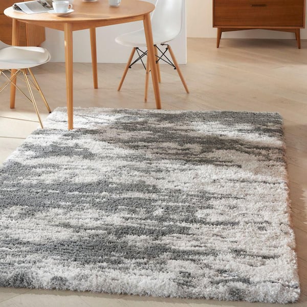 Dreamy Shag Charcoal/Ivory 5 ft. x 7 ft. Abstract Contemporary Area Rug