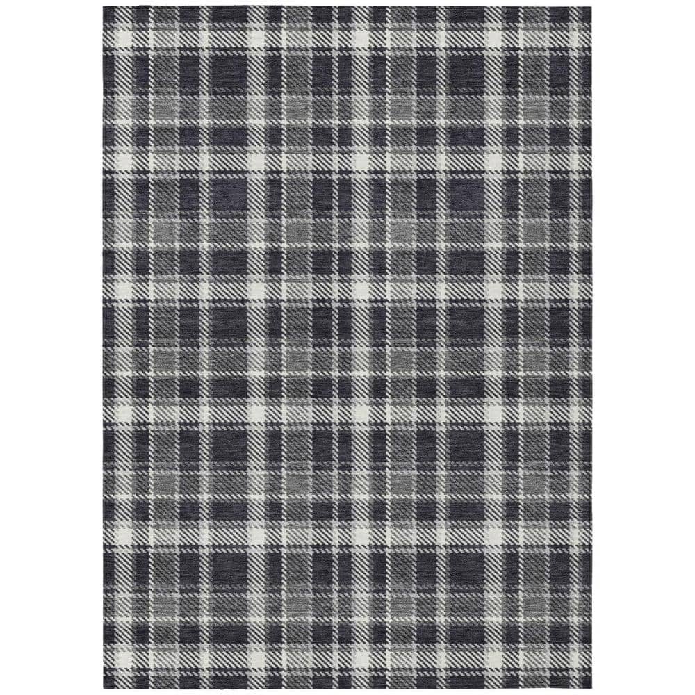Black Gray and White 10 ft. x 14 ft. Woven Plaid Rectangle Indoor/Outdoor Area Rug price history on PriceWatchPro