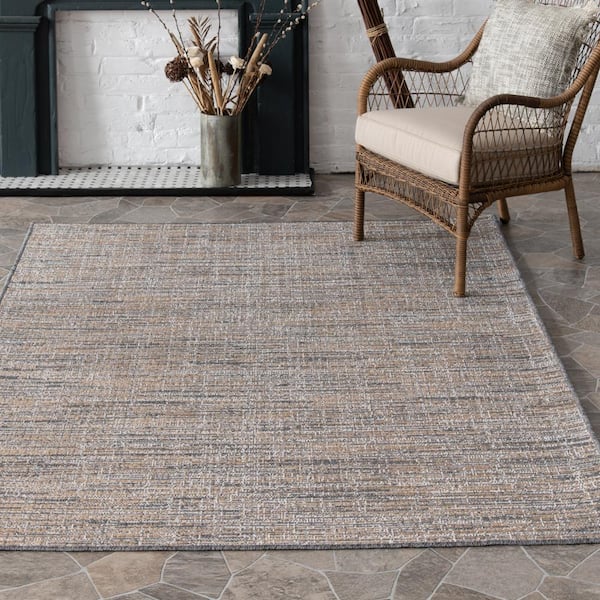 Wicker Weave Beige 5 ft. x 7 ft. Indoor/Outdoor Area Rug
